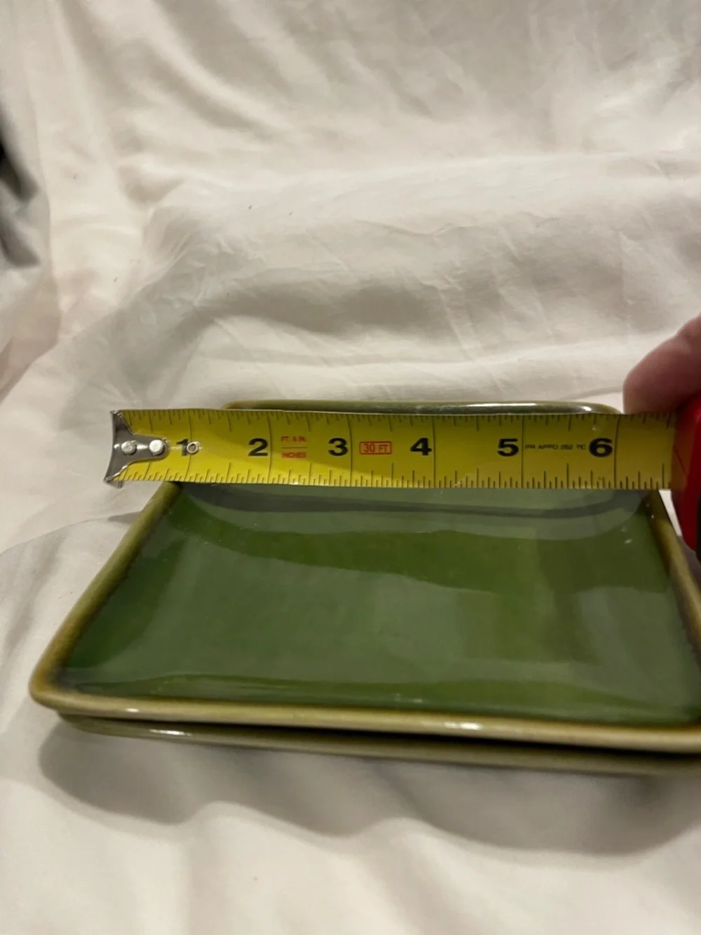 Crate&Barrel Olive Green Square Ceramic Serving Platter